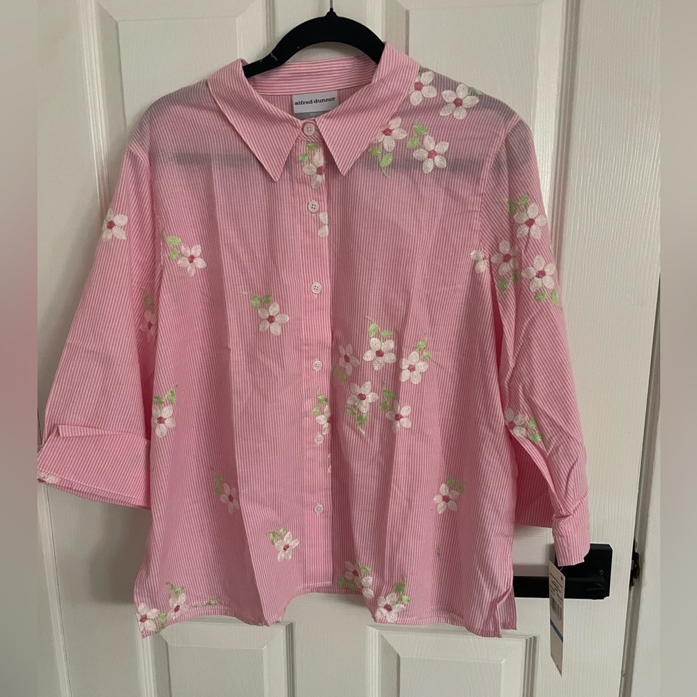NWT Alfred Dunner pink striped top petite XL